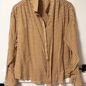 Brown Checkered Button Down Shirt